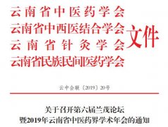 關(guān)于召開第六屆蘭茂論壇暨2019年云南省中醫(yī)藥界學(xué)術(shù)年會(huì)的通