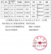 臨滄市中醫(yī)醫(yī)院關(guān)于2019年引進吳可心等4名緊缺崗位專業(yè)技術(shù)